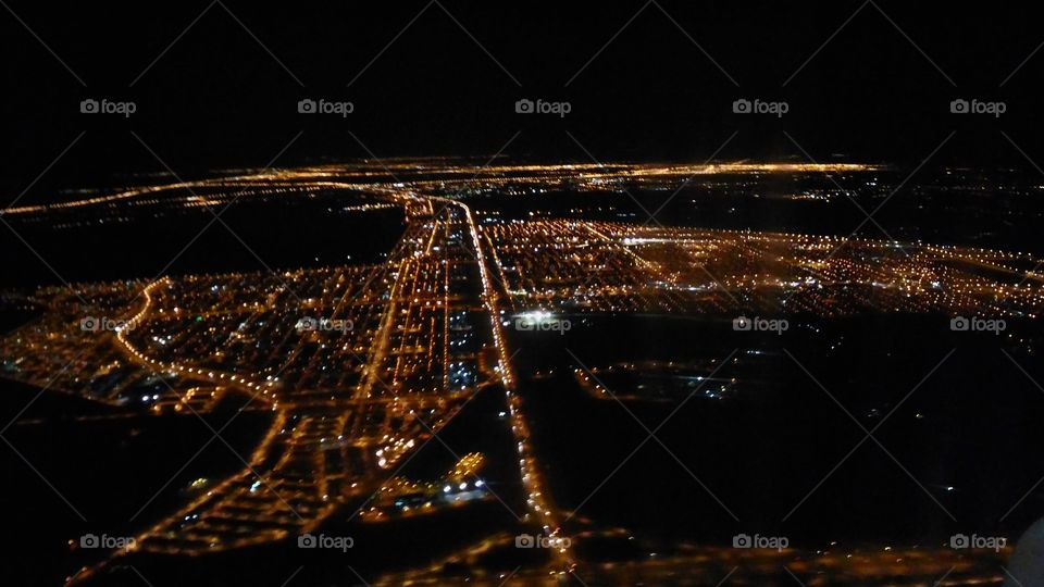Night aerial view of part of the Federal District, Brazil.