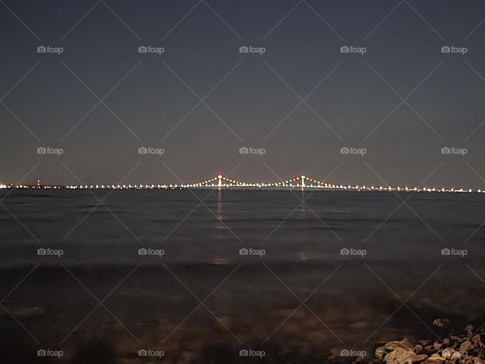 View of the Mackinac Bridge at Night