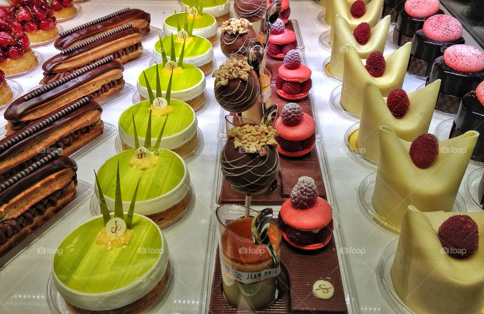 Fine artisan sweet treats desserts on display