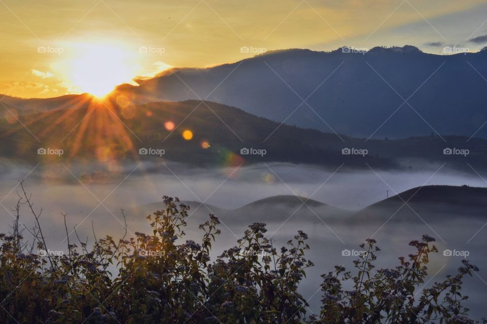 Morning mist in Xaysomboun Province, Laos