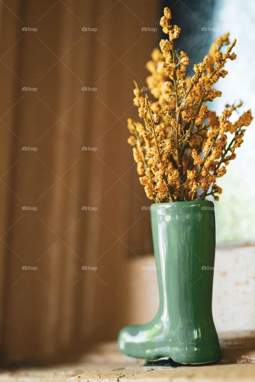 Flowers in Boot Vase