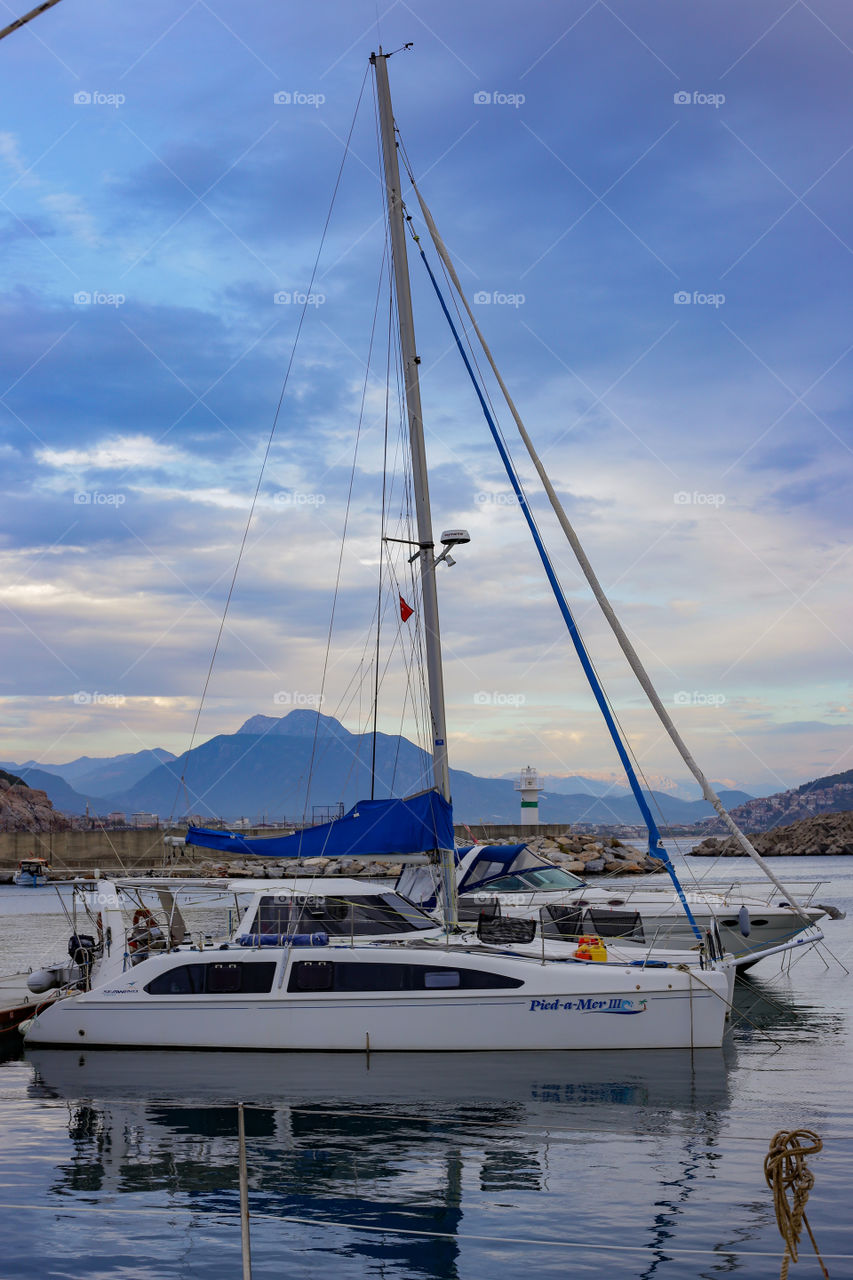 beautiful sky and yachts at sea