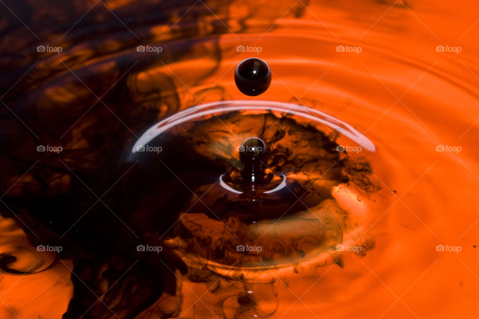 Water Drop - Black/Black Swirl/Orange Background