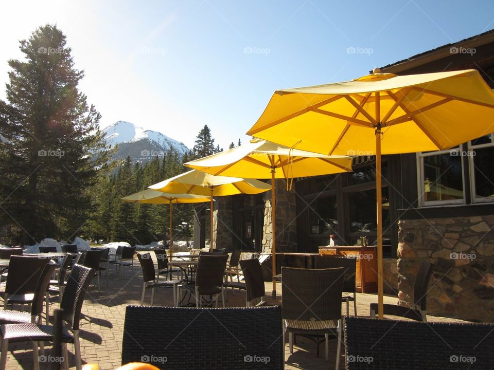 Deer Lodge hotel sunny patio 