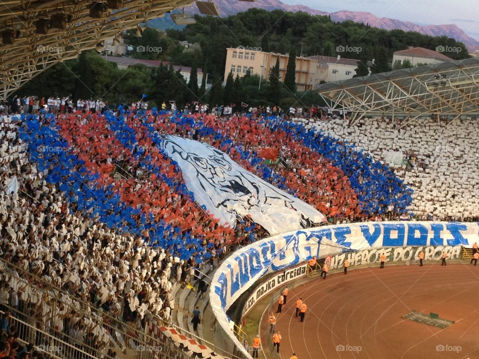 choreography on stadium poljud. choreography on football game