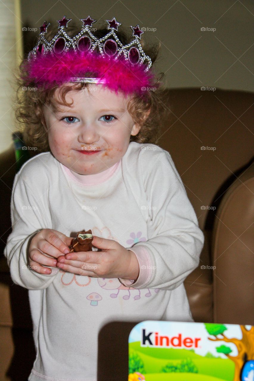 Little girl loves her Kinder chocolate treats