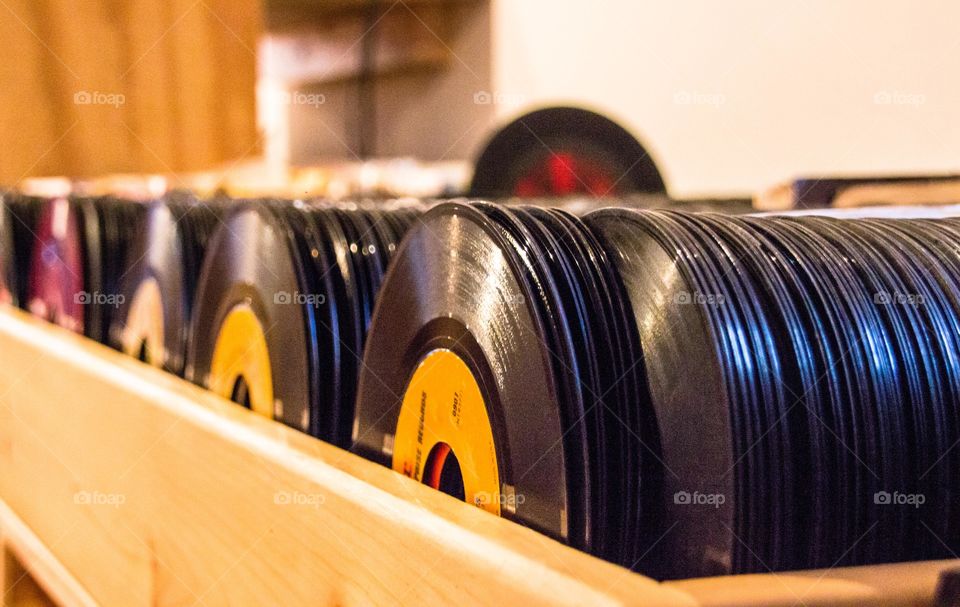 Photo of a collection of 45s vinyl