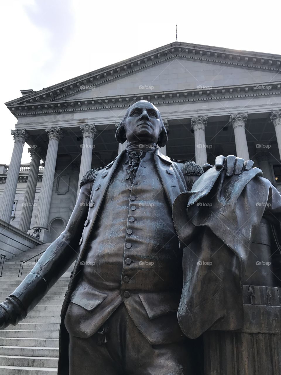 Looking up at George Washington Statue at the South Carolina Statehouse 