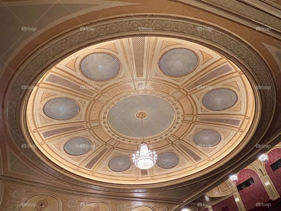 Cool, circular design on the the ceiling of the historical Columbus Palace Theatre 