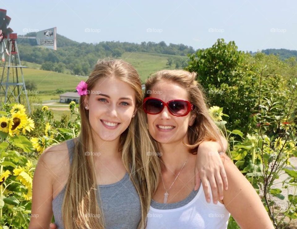 Mother and Daughter- posing at the Amish Farm. 