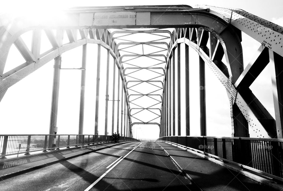 modern bridge in black and white