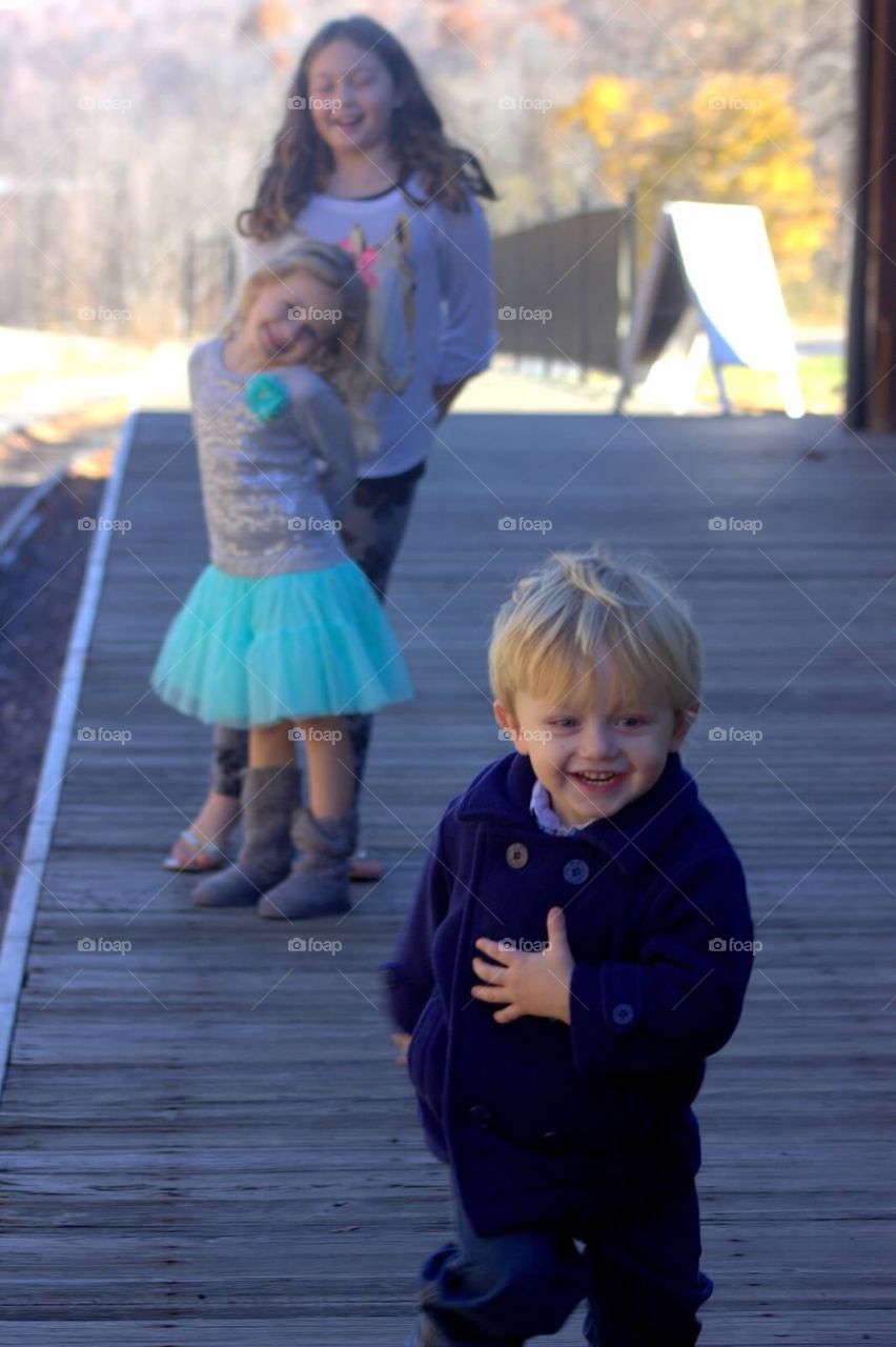 Happy children's on patio