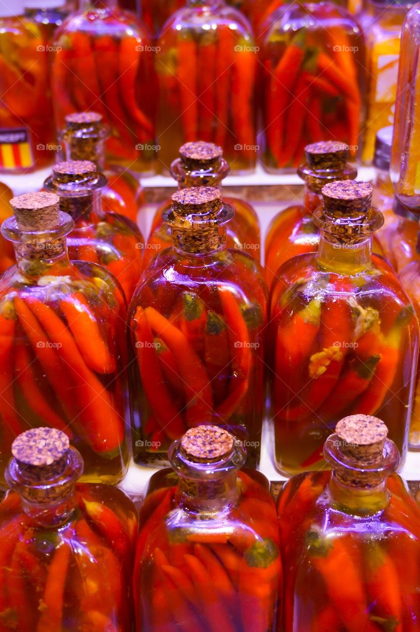 Jars of chilli