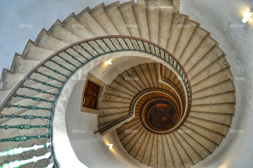 Triple Spiral Staircase, Museum of Galician People. Triple Spiral Staircase (view from the top)