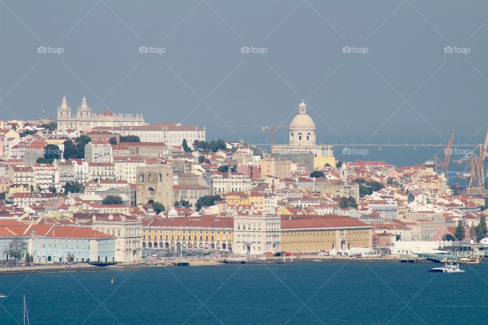 Capital of Portugal - Lisbon down town, buildings, church and art 