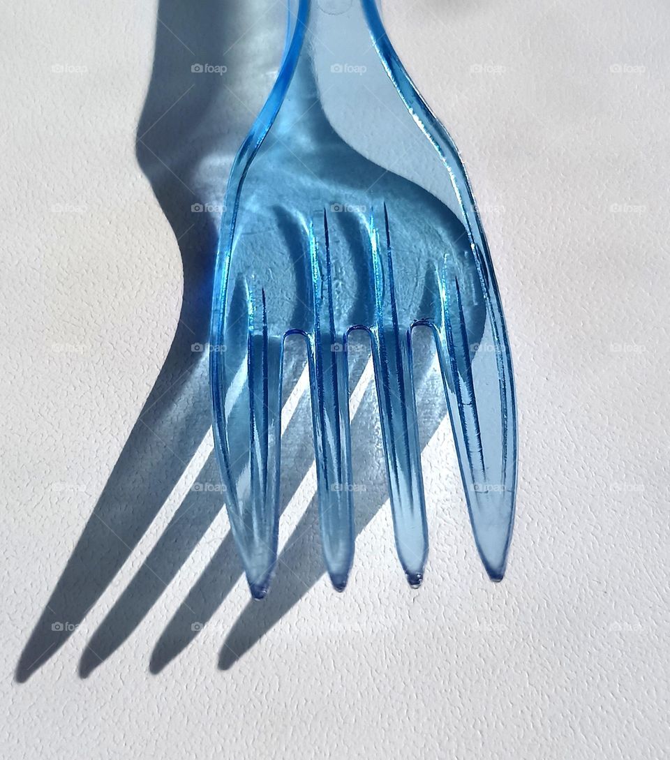 blue fork close up