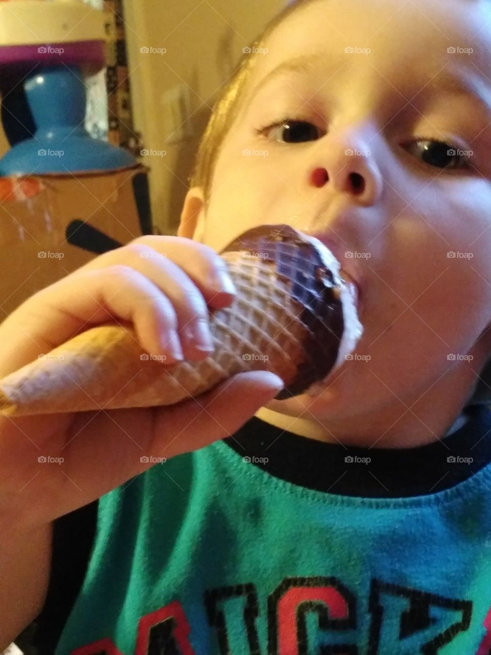 My Grandsons first ice cream cone.