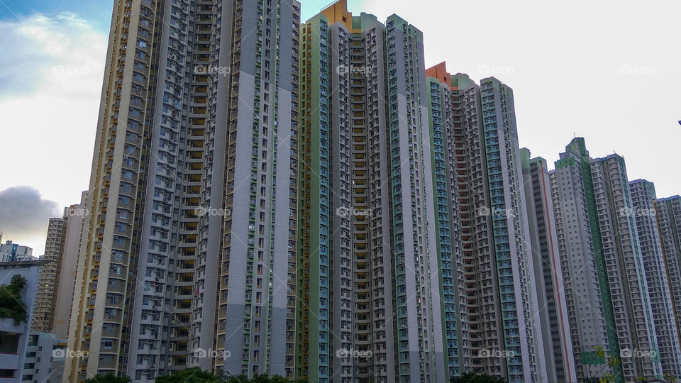 High-rise residential buildings in Tung Chung, Lantau Island, Hong Kong
