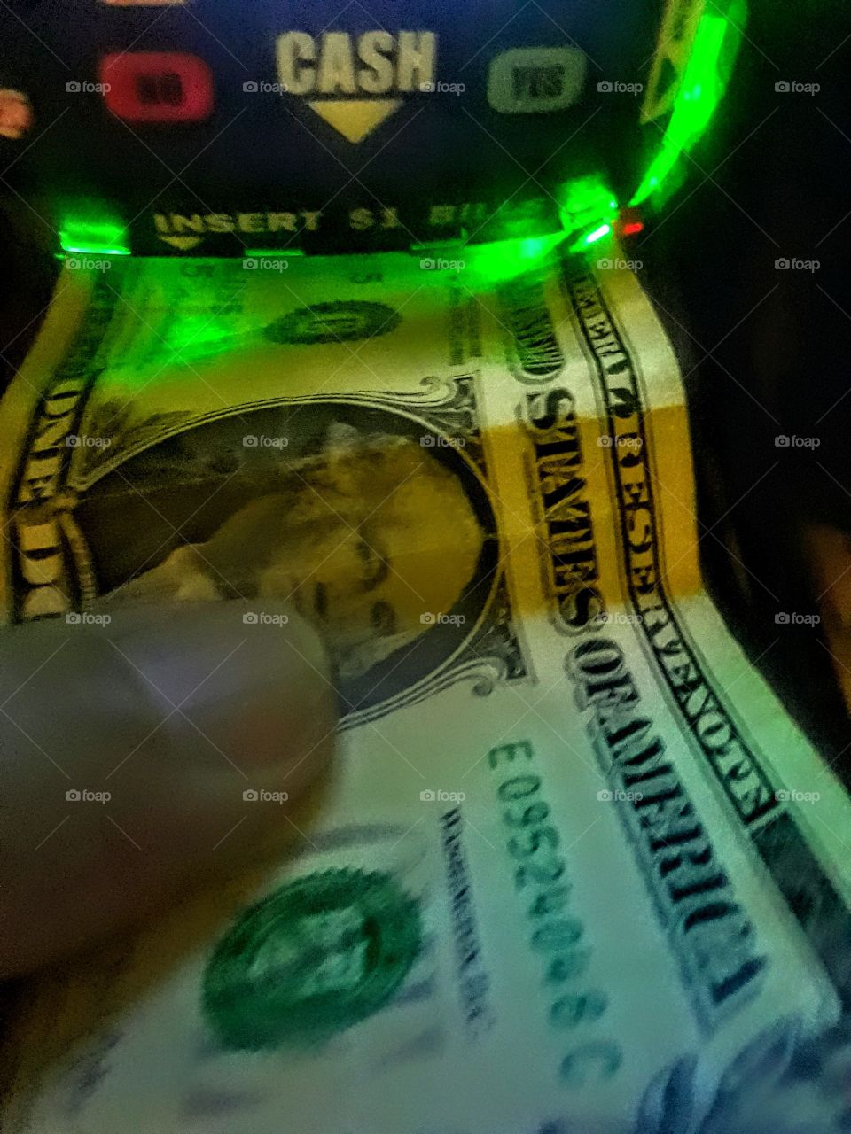dollar inserted in vending machine