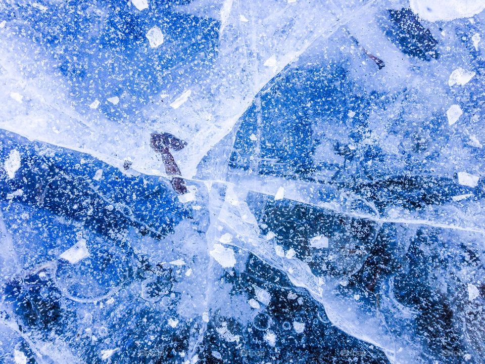 Close-up of frozen ice