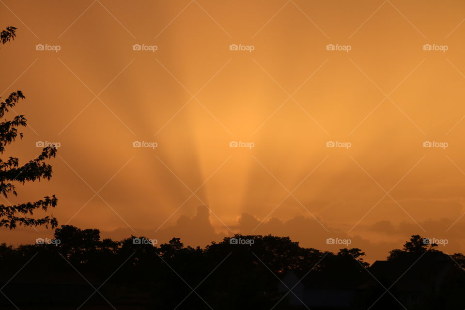 god rays sunset