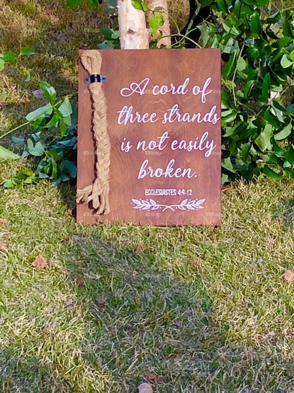 Cord of Three Strands wood ceremony sign 