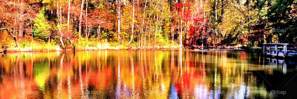 Fall lake reflection in Indiana 