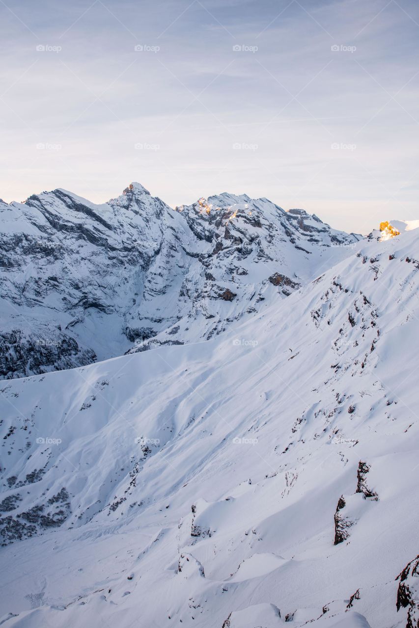 Mountain range covered with snow