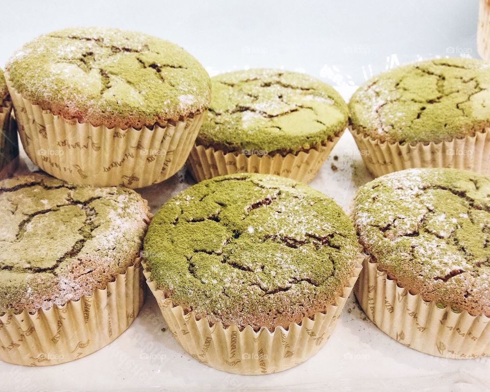 Matcha green tea cupcakes.