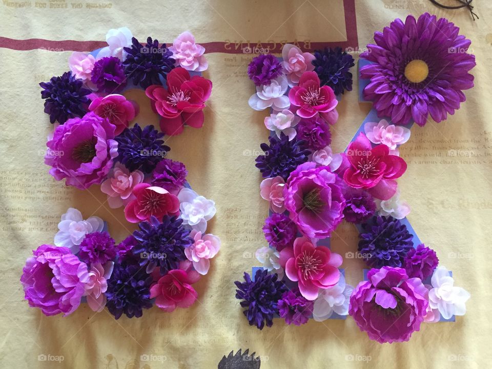 Purple Floral SK Letters. Crafts created for a Sigma Kappa sorority little.