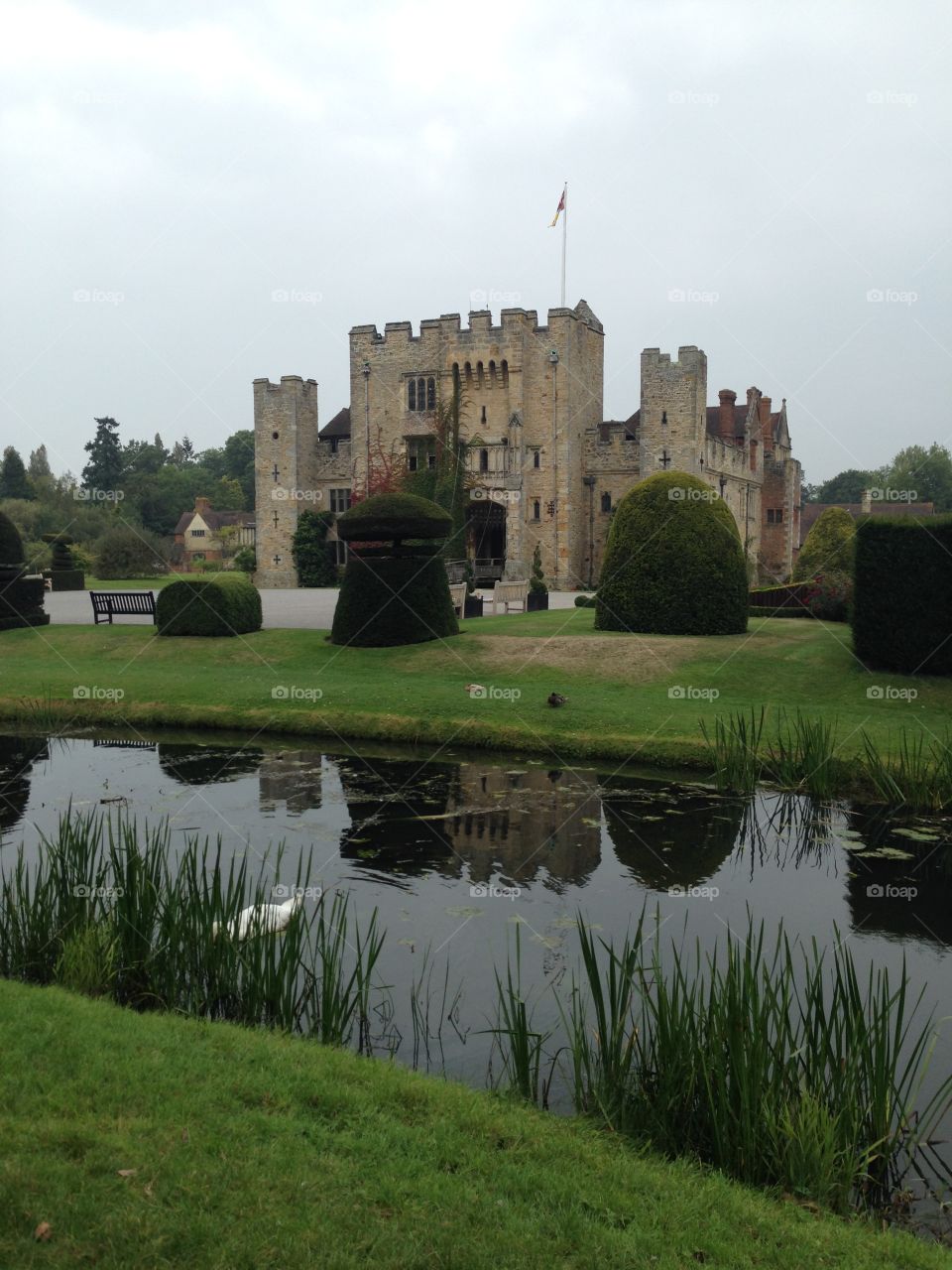 Front of Hever Castle from across the lake. Hever is situated in Kent , United Kingdom & is the ancestral home to Queen Ann Boleyn 2nd wife to King Henry V111
