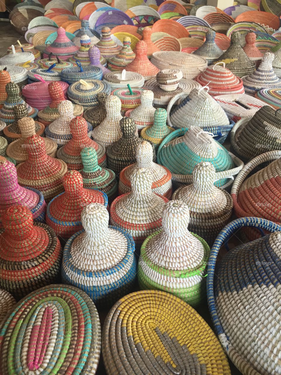 Baskets for sale in Tivaouane near Thiès, Senegal.