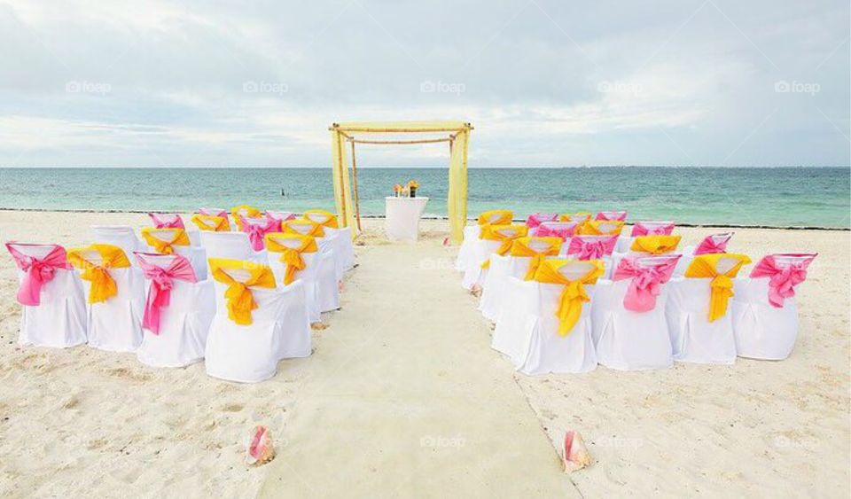 Wedding set up on beach
