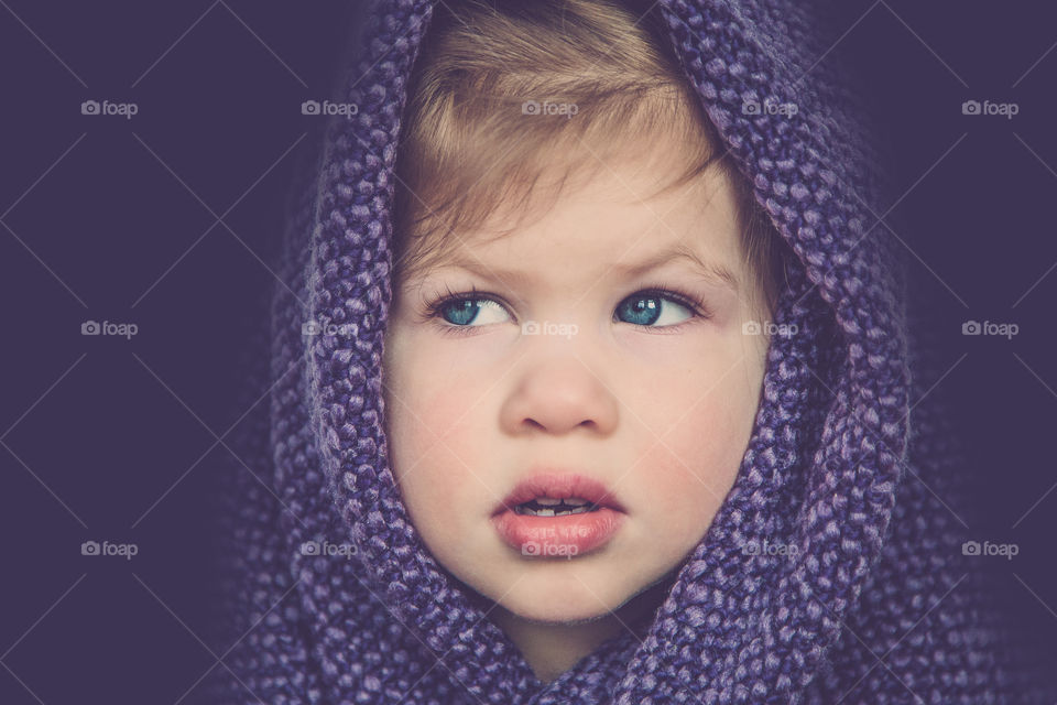 Toddler, Girl, Purple, Blanket, Eyes