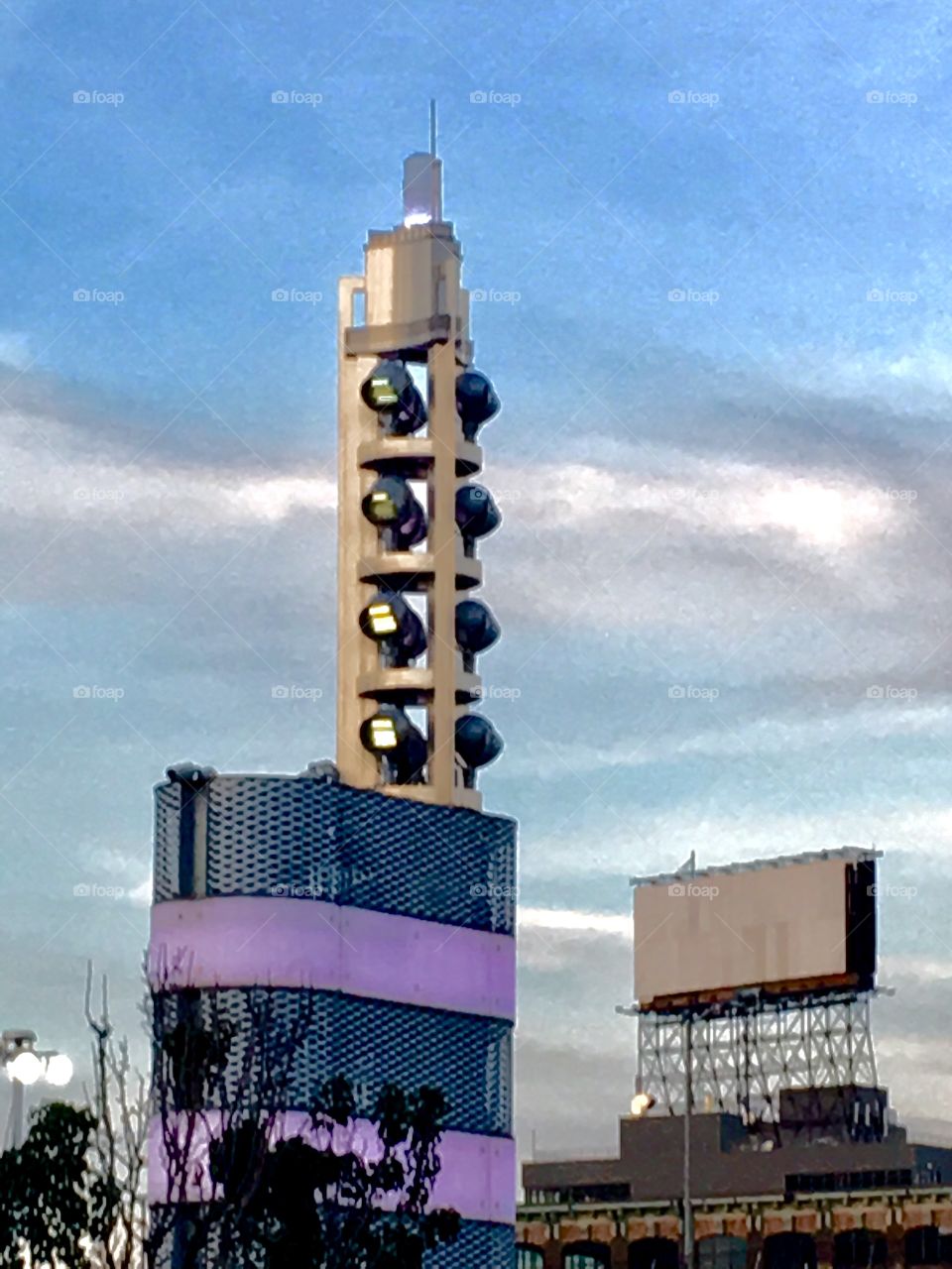 This street lamp structure is a recognizable landmark of Borden Avenue in Long Island City, Queens, New York. I took this picture walking home one evening in the Spring of 2019. Hypnotic Productions