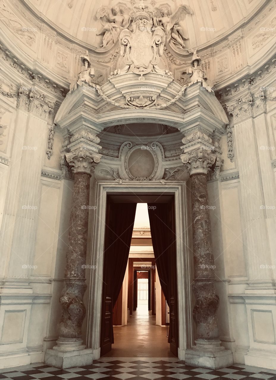 Passage of the interior main room of the Reggia di Venaria, Venaria Reale, Torino 