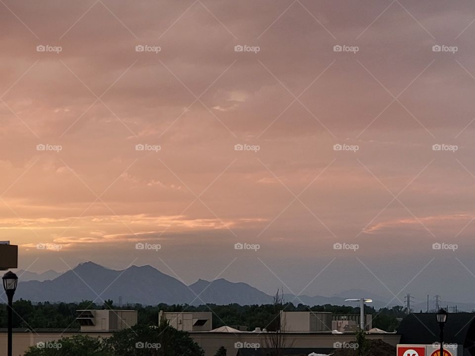 City lights & mountain view