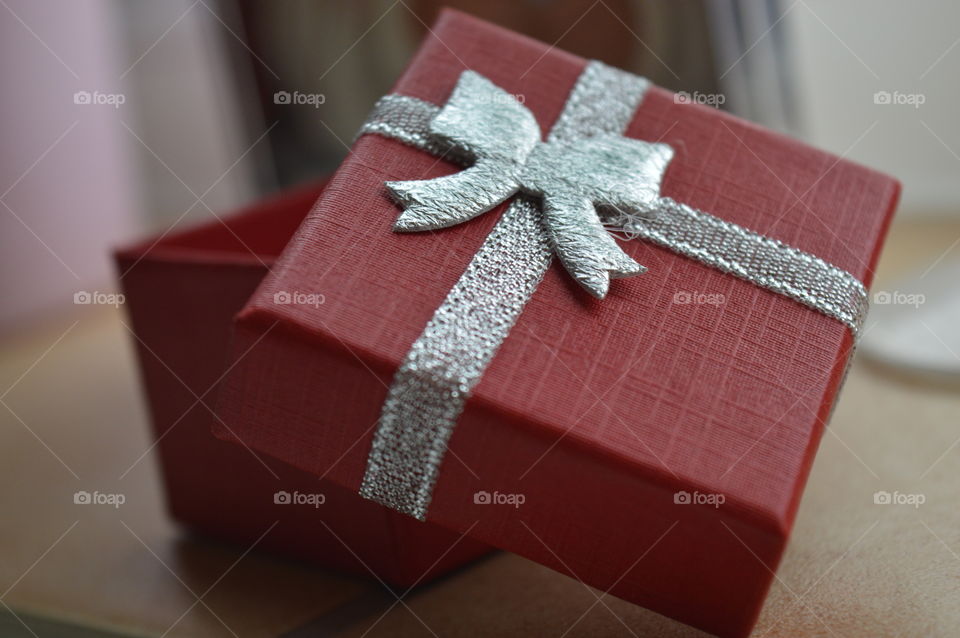 Close-up of a red gift box