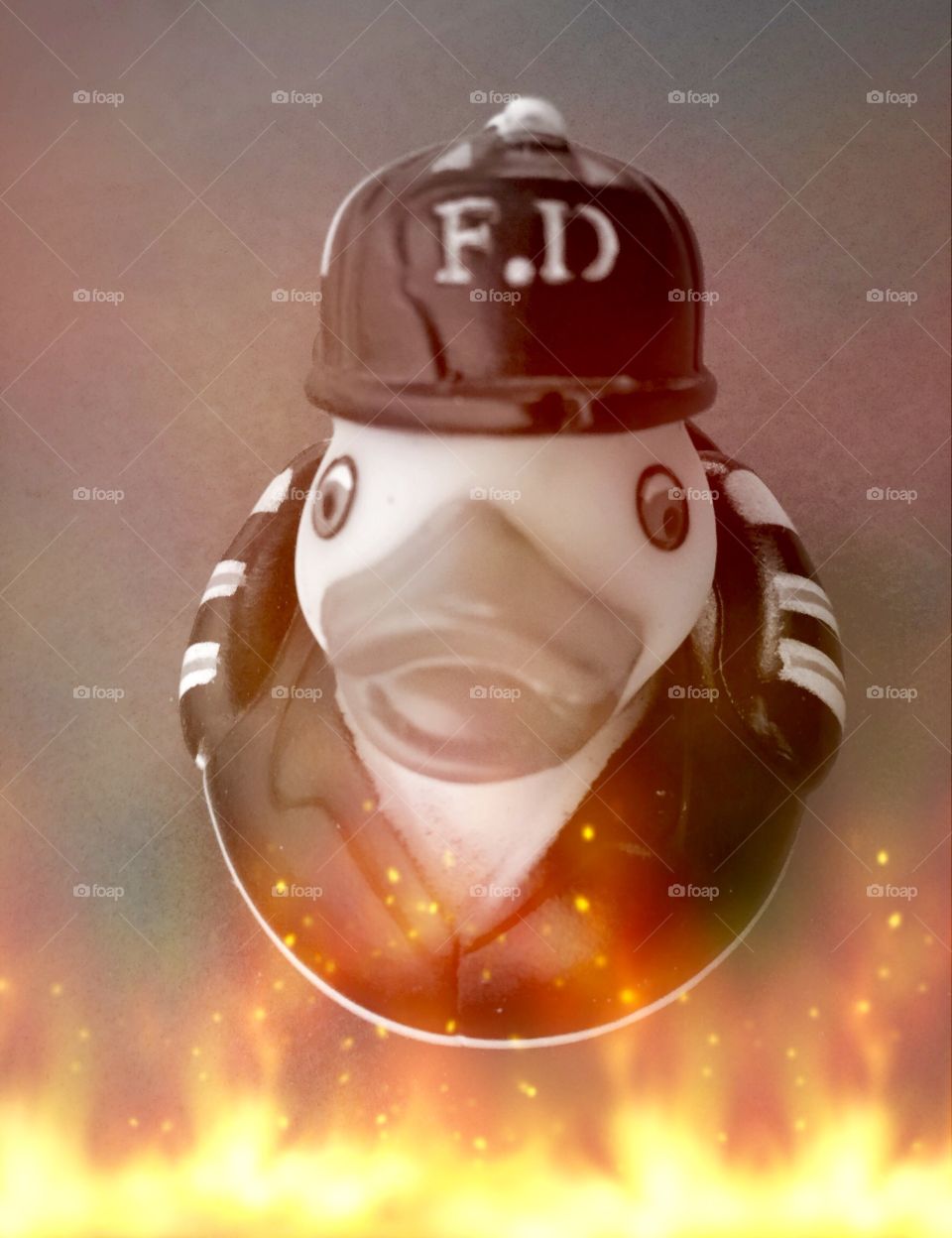 Rubber duck with fire 