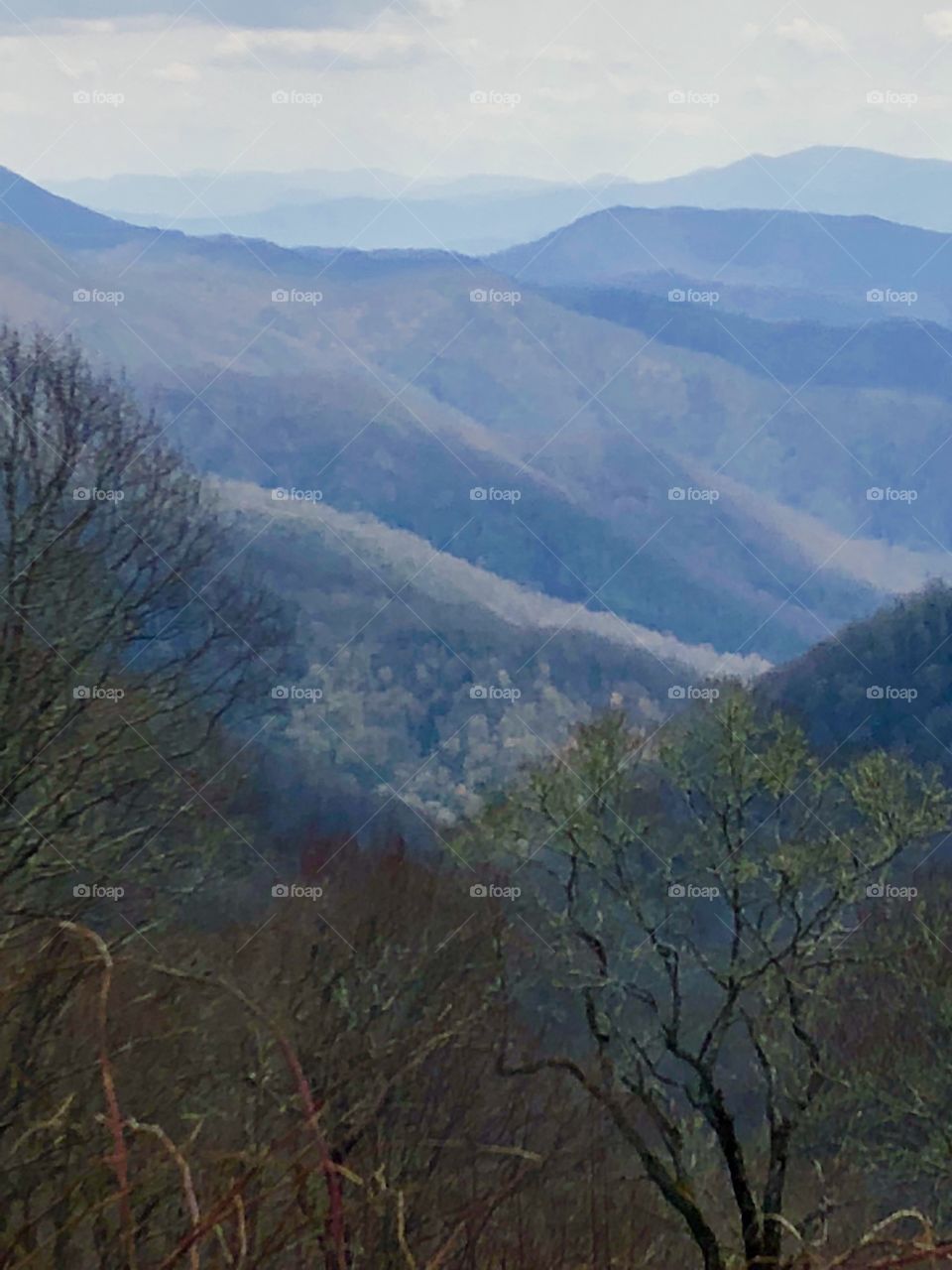 The beautiful Smokey Mountains with the different layers and hues of blue. 