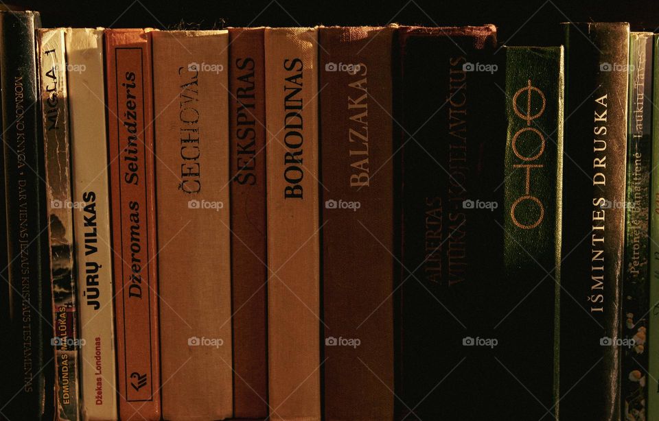 A shelf of old books