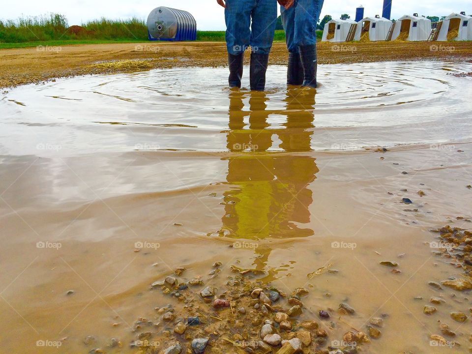 Puddle splashes. Right before the sun goes down, the kids enjoy stomping in the puddles. 