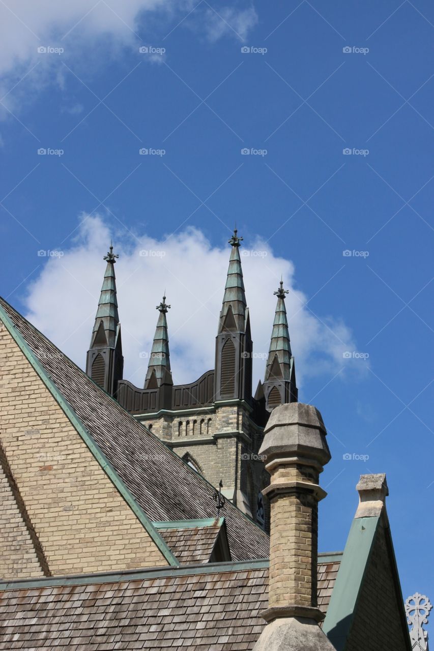 Church steeples.