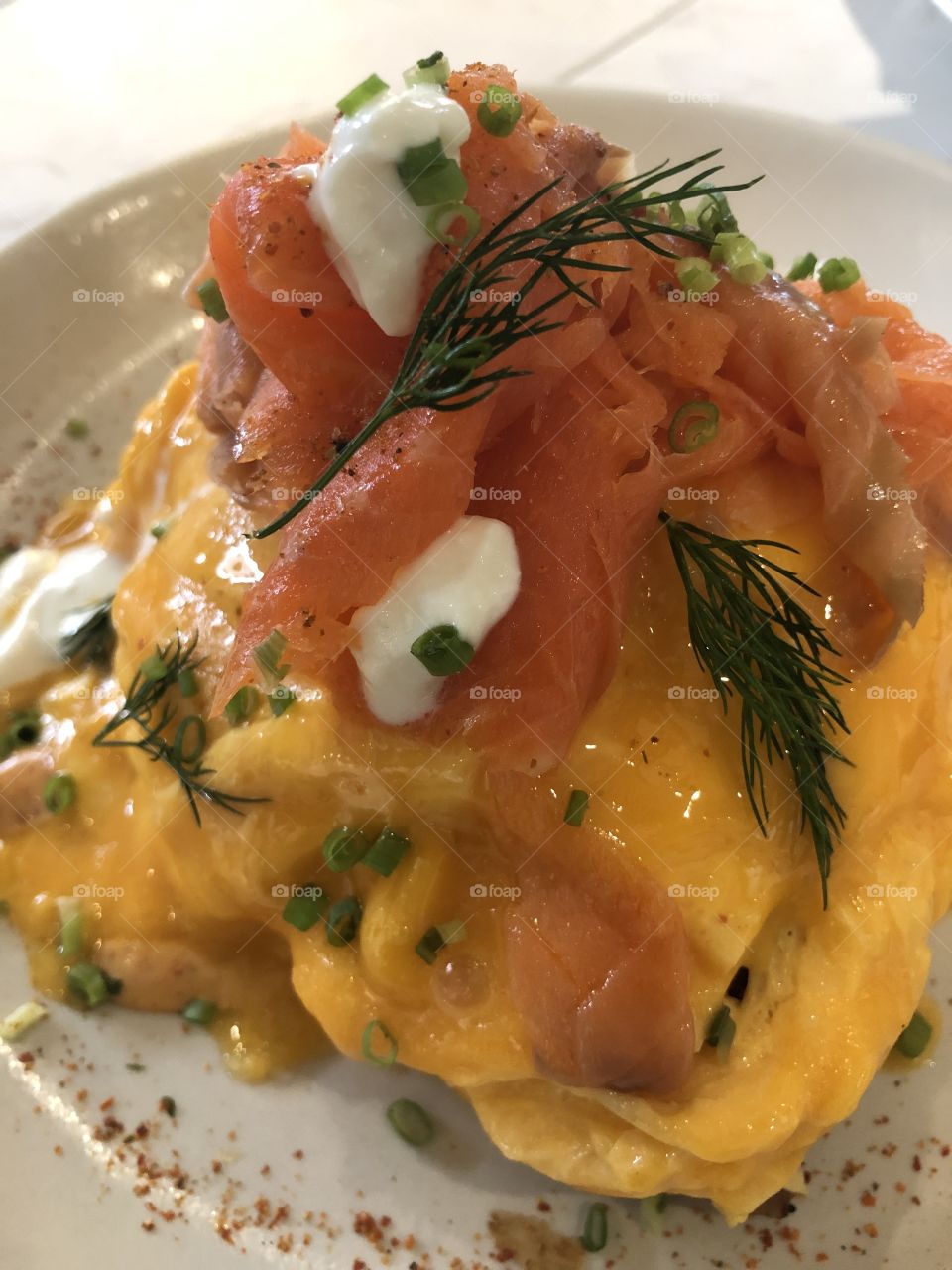 Scrambled eggs with smoked salmon
