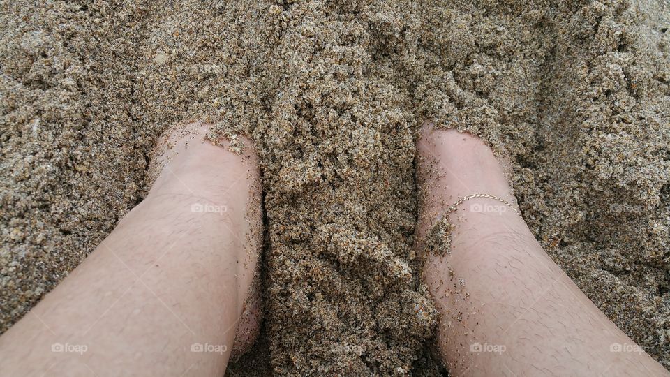 Beach Sand Buried Feet