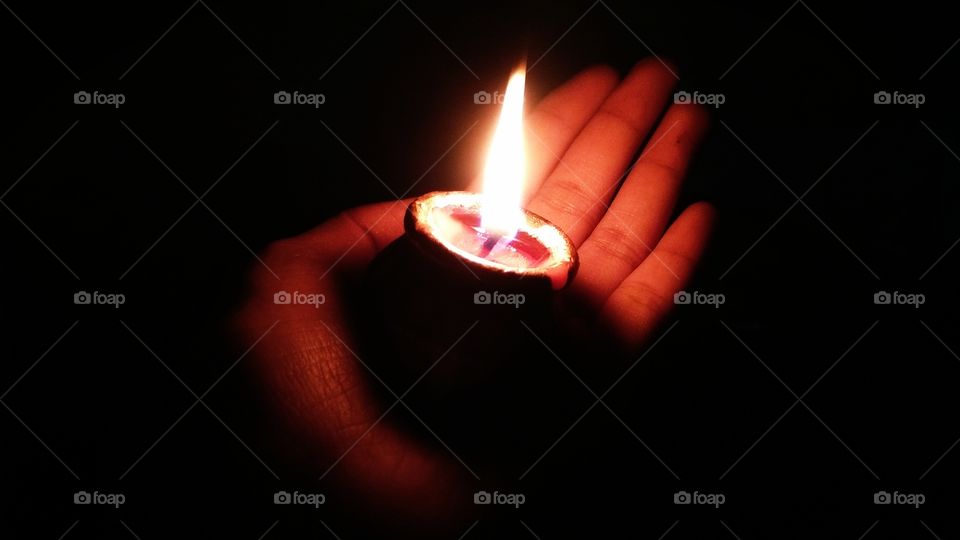 Diwali festival celebration in India with beautiful diya or lamp