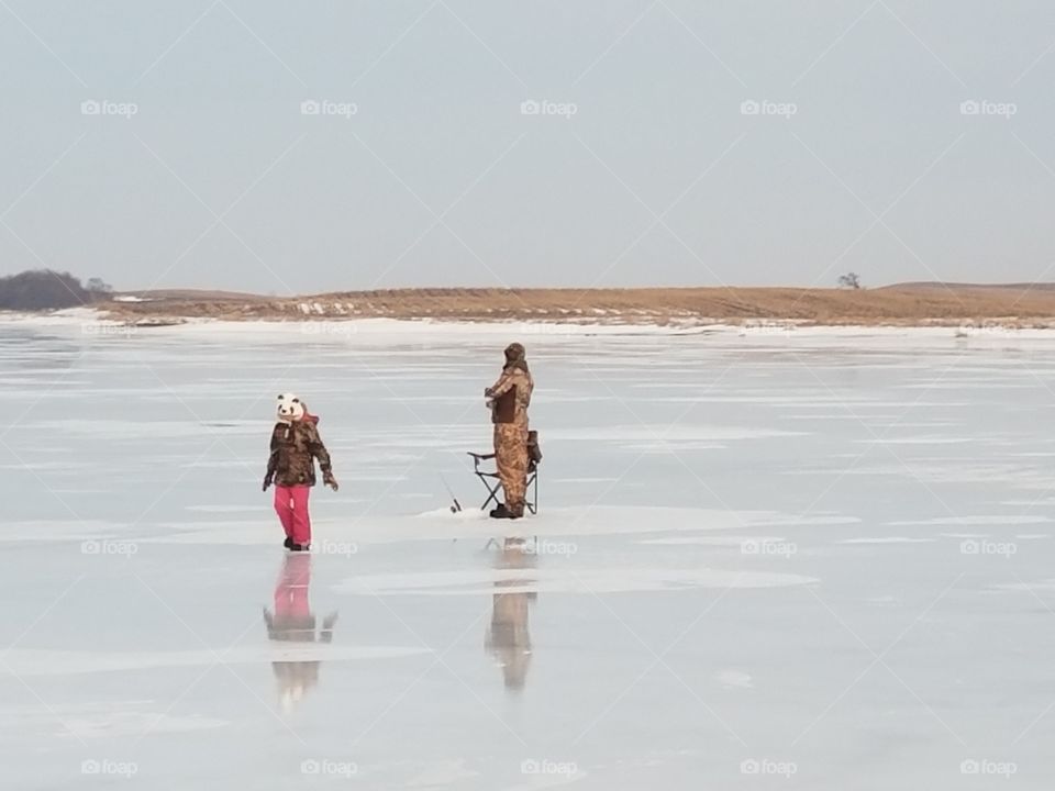 ice fishing family