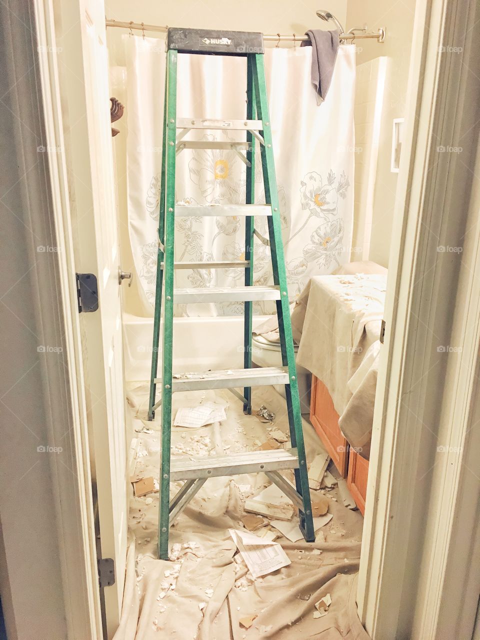 Ladder in the bathroom