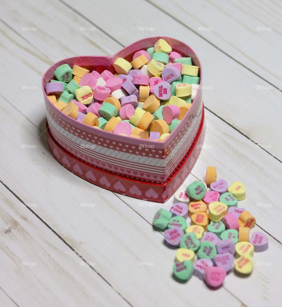 Candy Hearts in a box