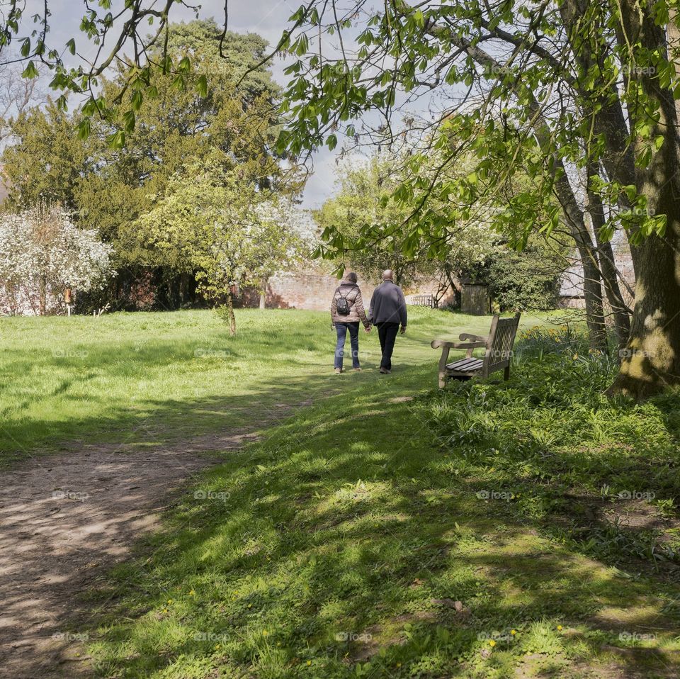 Couple. Couple walking on path 